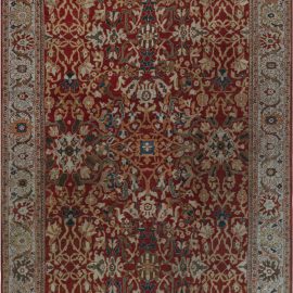 Antique Sultanabad Persian Floral Allover Ivory Hand-Knotted Wool Rug – Circa 1900 BB7566