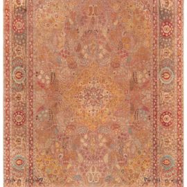 Antique Tabriz Persian Medallion Warm Tan Hand-Knotted Wool Rug – Circa 1920 BB8430
