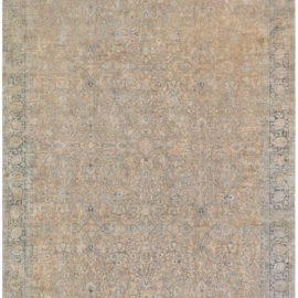 Antique Tabriz Persian Allover Floral Cream Beige Hand-Knotted Wool Rug – Circa 1900 BB8457