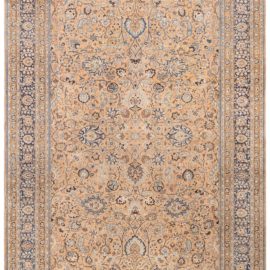Tabriz Persian Antique Floral Allover Soft Beige Hand-Knotted Wool Rug – Circa 1900 BB8587