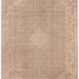 Tabriz Persian Antique Medallion Warm Tan Hand-Knotted Wool Rug – Circa 1880 BB8540