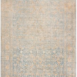 Antique Tabriz Persian Floral Allover Light Blue Hand-Knotted Wool Rug – Circa 1900 BB8589
