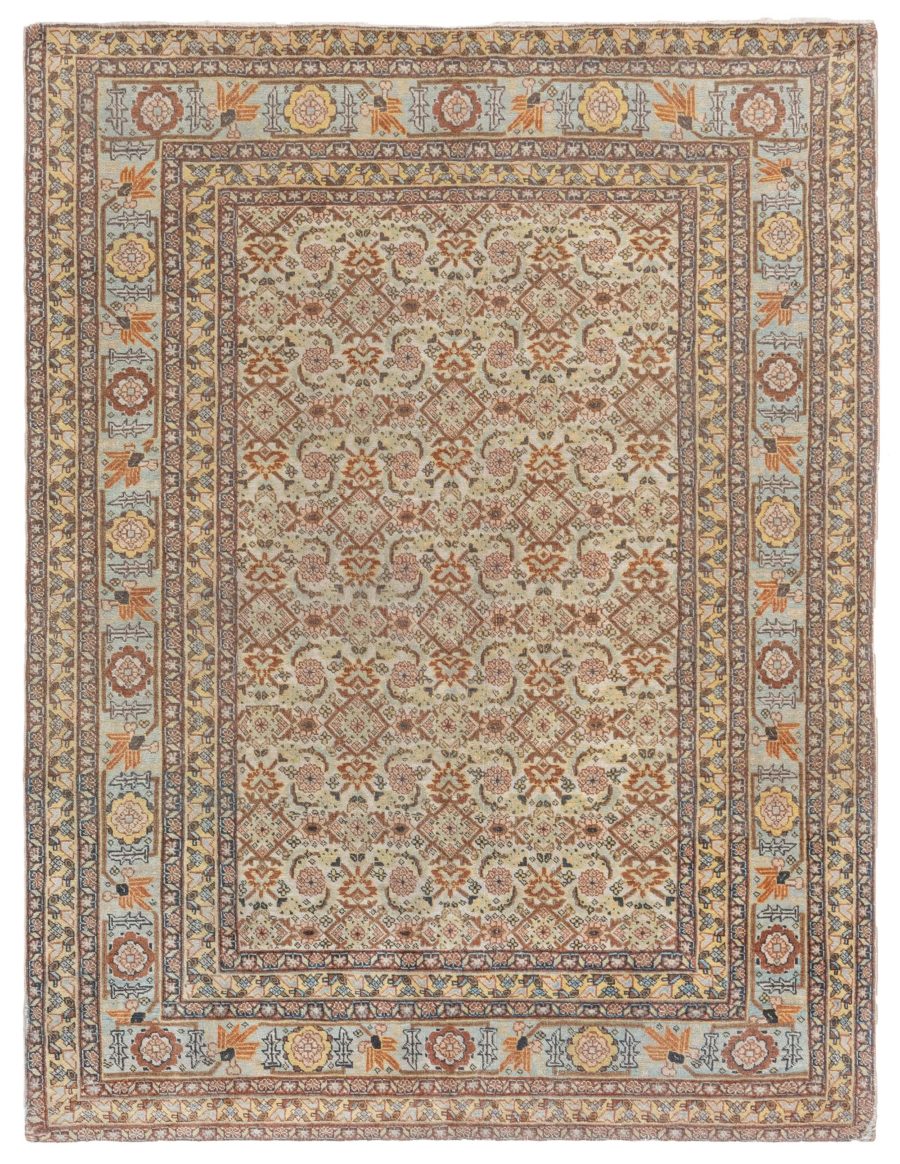 Antique Persian Tabriz Brown, Pink and Gray Handwoven Wool Rug BB6178