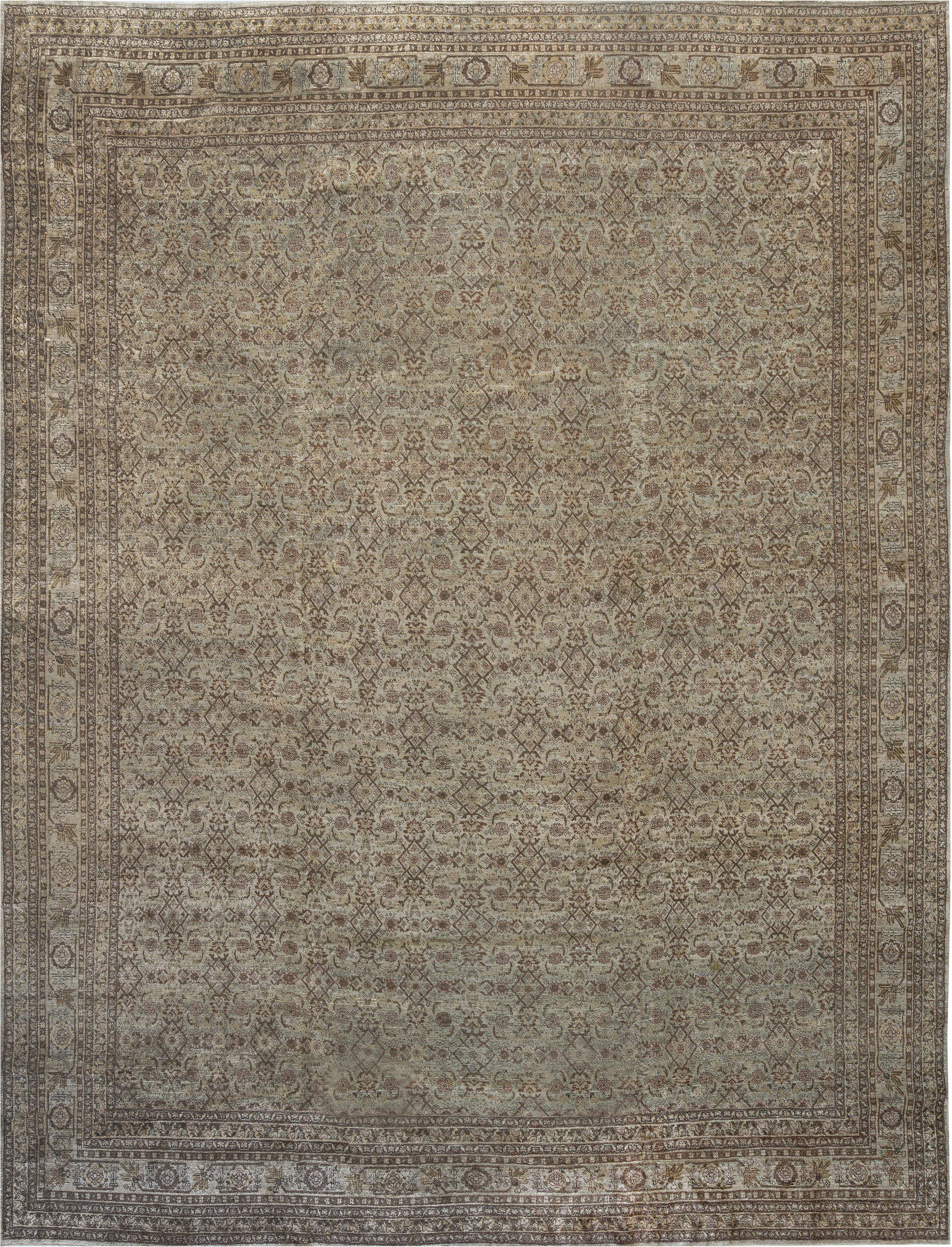 Authentic Persian Tabriz Brown Handmade Wool Rug BB7332