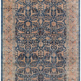 Persian Tabriz Rug with Allover Floral Design in Blue and Terracotta BB7489
