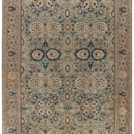 Antique Tabriz Persian Allover Floral Soft Beige Hand-Knotted Wool Rug – Circa 1900 BB7479