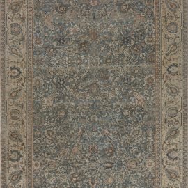 Antique Tabriz Persian Allover Floral Light Beige Hand-Knotted Wool Rug – Circa 1900 BB7483