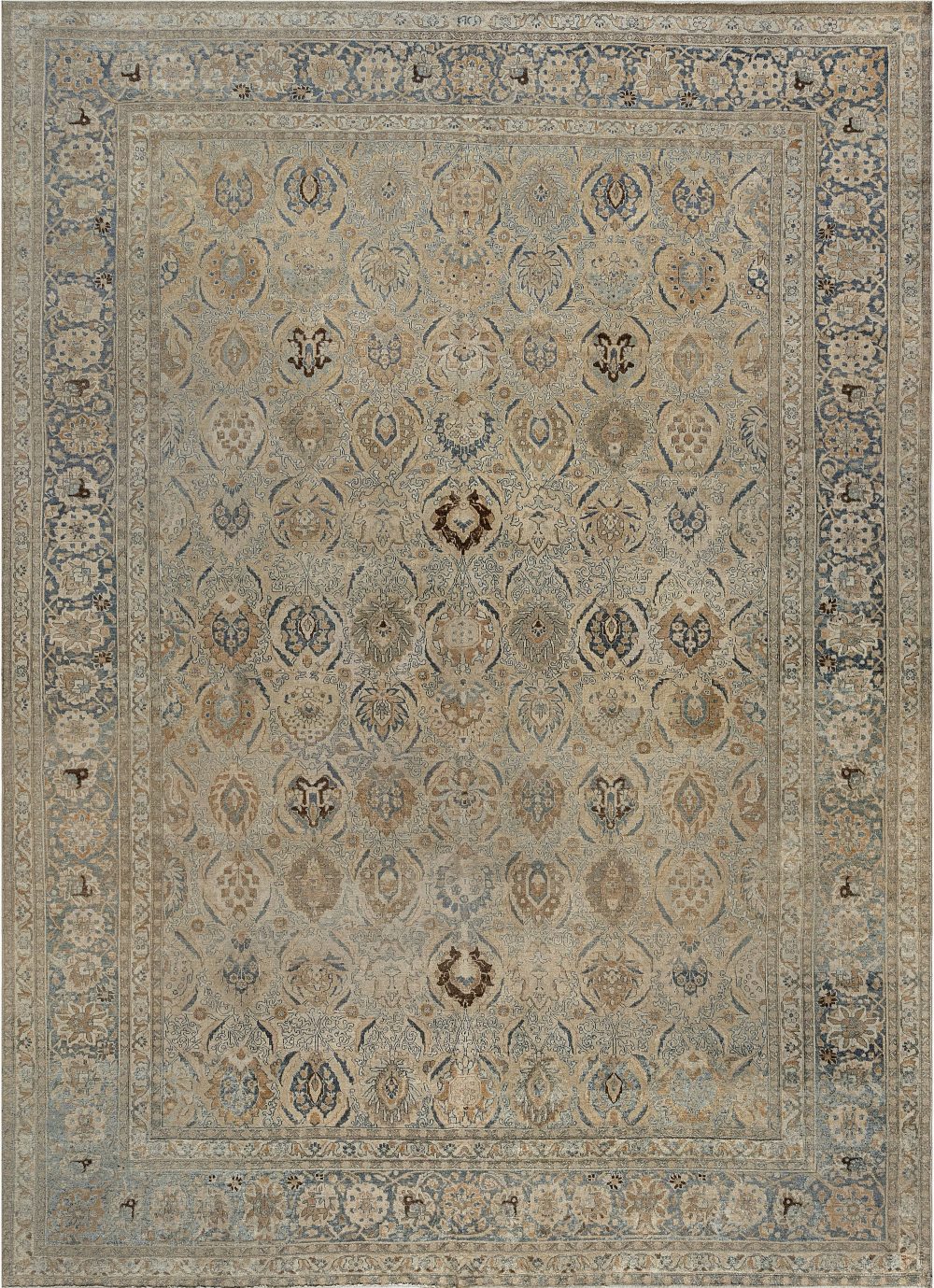 High-Quality Vintage Persian Tabriz Botanic Handmade Wool Carpet BB7210