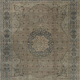 Antique Tabriz Persian Medallion Slate Gray Hand-Knotted Wool Rug – Circa 1920 BB7508
