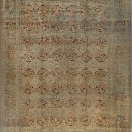 Antique Tabriz Persian Floral Allover Warm Tan Hand-Knotted Wool Rug – Circa 1880 BB7172