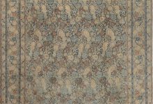 Authentic Persian Tabriz Beige Blue Handmade Wool Rug BB7482