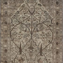 Antique Tabriz Persian Allover Light Beige Hand-Knotted Wool Carpet – Circa 1900 BB7407