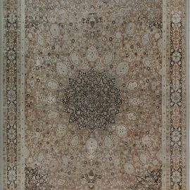 Oversized Antique Tabriz Persian Medallion Light Beige Hand-Knotted Wool Rug – Circa 1880 BB7182