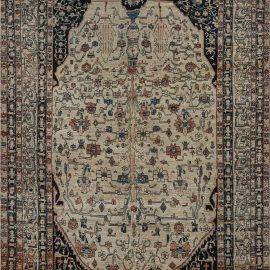 Antique Tabriz Persian Allover Light Beige Hand-Knotted Wool Carpet – Circa 1880 BB7493