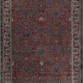 Antique Tabriz Persian Floral Allover Ivory Hand-Knotted Wool Rug – Circa 1920 BB7491