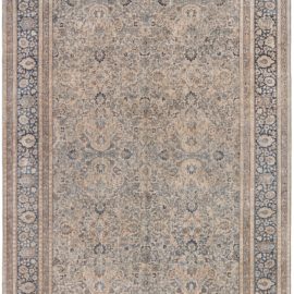 Exquisite Tabriz Persian Antique Allover Floral Light Beige Hand-Knotted Wool Rug – Circa 1900 BB8874
