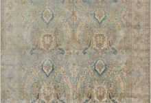 Persian Tabriz Botanic Light Blue, Cream and Rust Handwoven Wool Rug BB7158