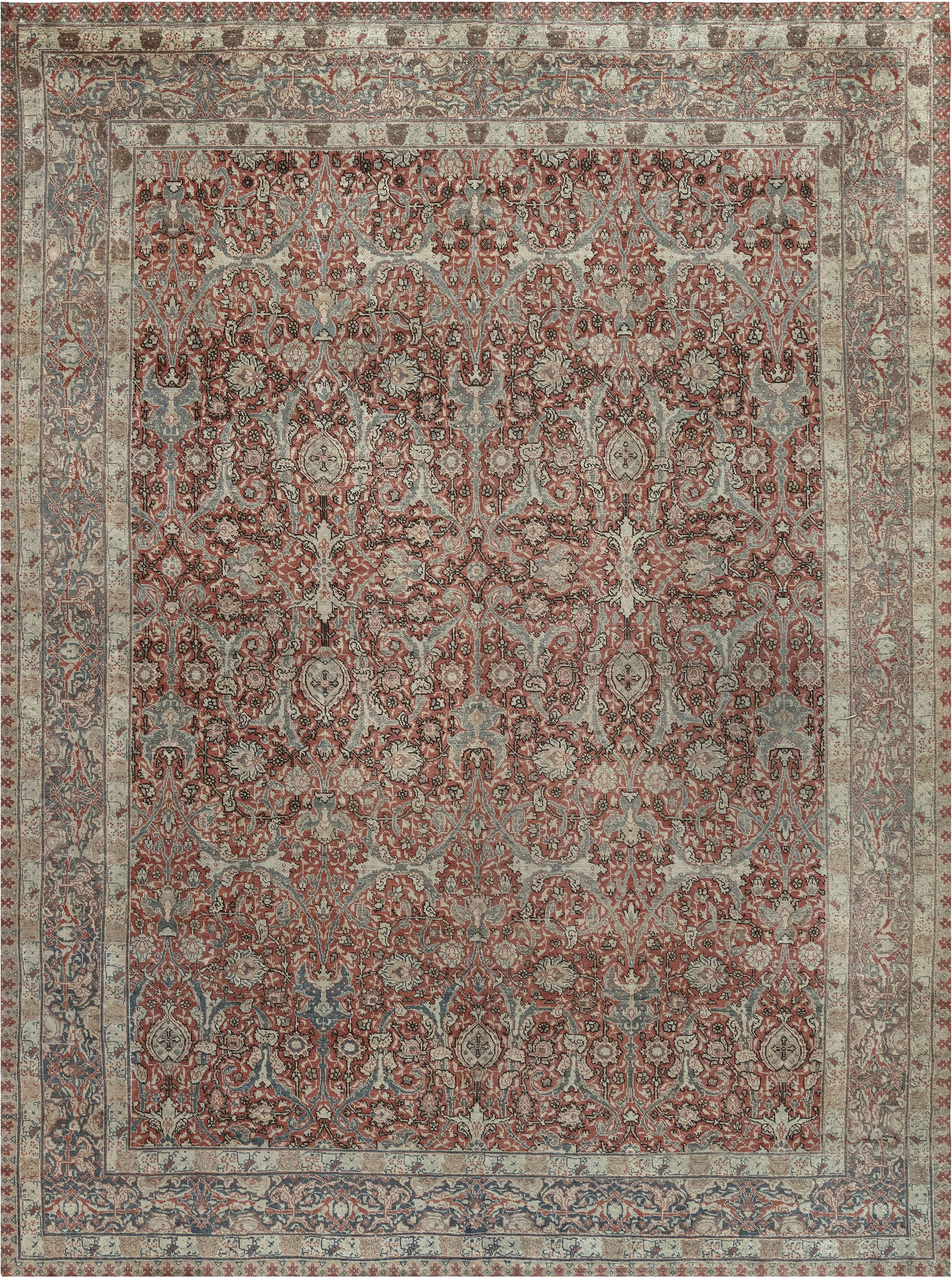 Early 20th Century Persian Tabriz Red Handmade Wool Rug BB7299