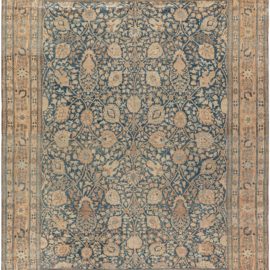 Luxurious Tabriz Persian Antique Allover Floral Light Beige Hand-Knotted Wool Rug – Circa 1900 BB6031