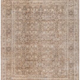 Antique Tabriz Persian Floral Allover Warm Tan Hand-Knotted Wool Rug – Circa 1900 BB9070