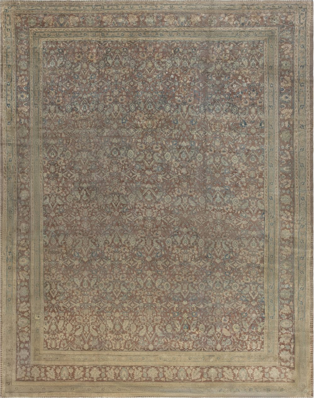 Authentic Persian Tabriz Botanic Handmade Wool Rug (Size Adjusted) BB7161