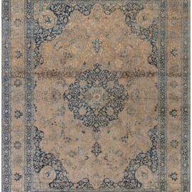 Tabriz Persian Antique Medallion Warm Tan Hand-Knotted Wool Carpet – Circa 1900 BB9187