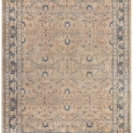 Tabriz Persian Antique Allover Floral Warm Tan Hand-Knotted Wool Rug – Circa 1880 BB8779