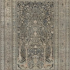 Antique Tabriz Persian Allover Warm Tan Hand-Knotted Wool Carpet – Circa 1880 BB7162