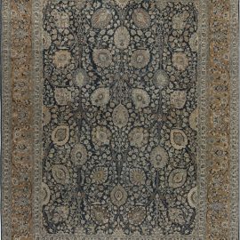 Antique Tabriz Persian Allover Floral Warm Tan Hand-Knotted Wool Carpet – Circa 1880 BB7252