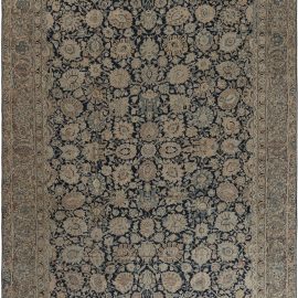 Antique Tabriz Persian Allover Floral Warm Tan Hand-Knotted Wool Rug – Circa 1900 BB7474