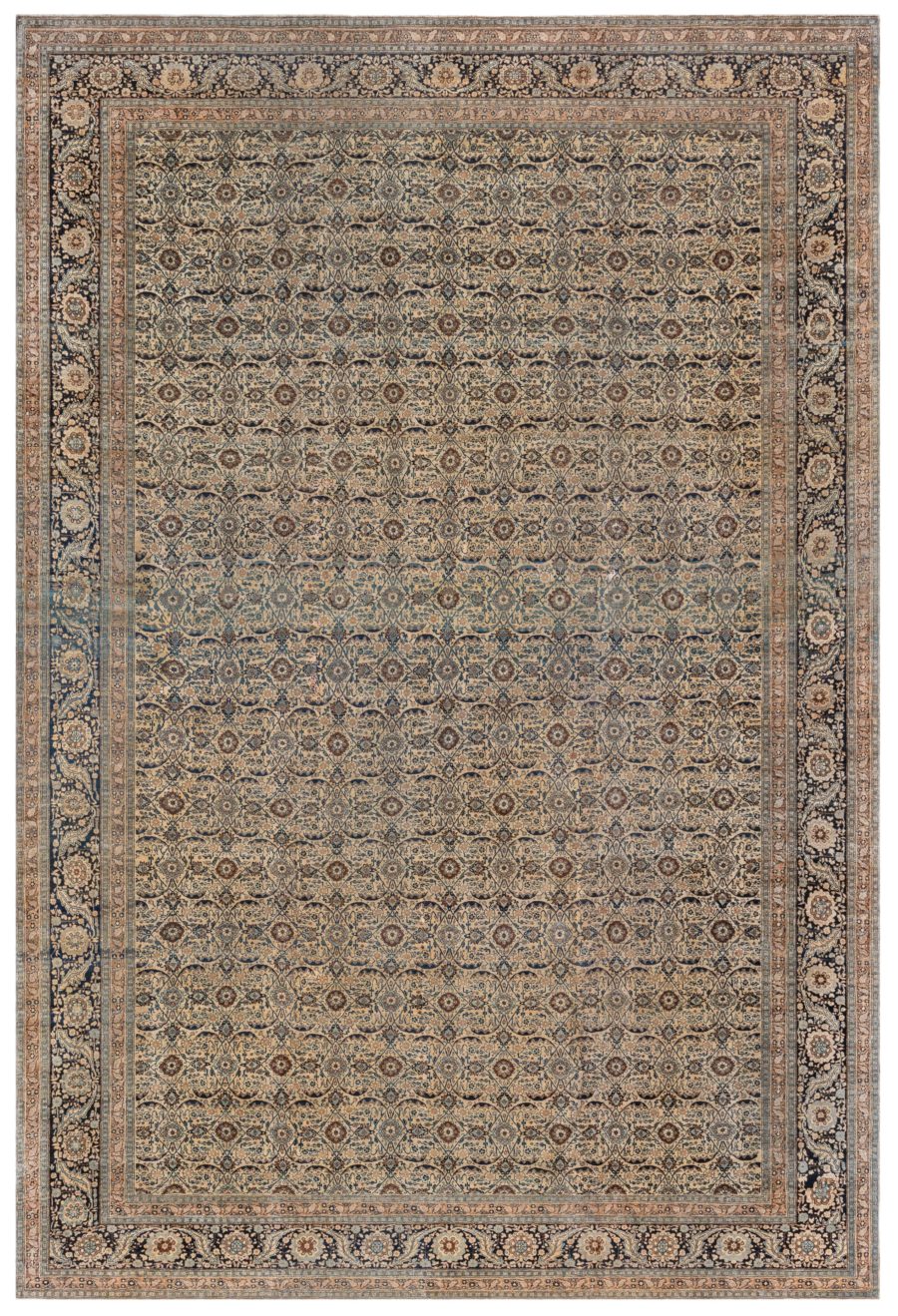 Authentic 19th Century Persian Tabriz Handmade Wool Carpet BB8588