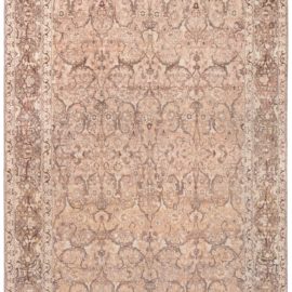 Tabriz Persian Antique Floral Allover Soft Beige Hand-Knotted Wool Rug – Circa 1880 BB8596