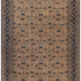 Antique Tabriz Persian Allover Floral Warm Tan Hand-Knotted Wool Carpet – Circa 1900 BB8981