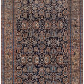 Antique Malayer Persian Floral Allover Warm Tan Hand-Knotted Wool Rug – Circa 1900 (Size Adjusted) BB9068
