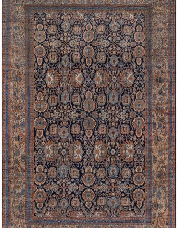 Antique Tabriz Persian Floral Allover Navy Blue Hand-Knotted Wool Carpet – Circa 1900 BB8776 Antique Tabriz Persian Floral Allover Navy Blue Hand-Knotted Wool Carpet – Circa 1900 BB8776