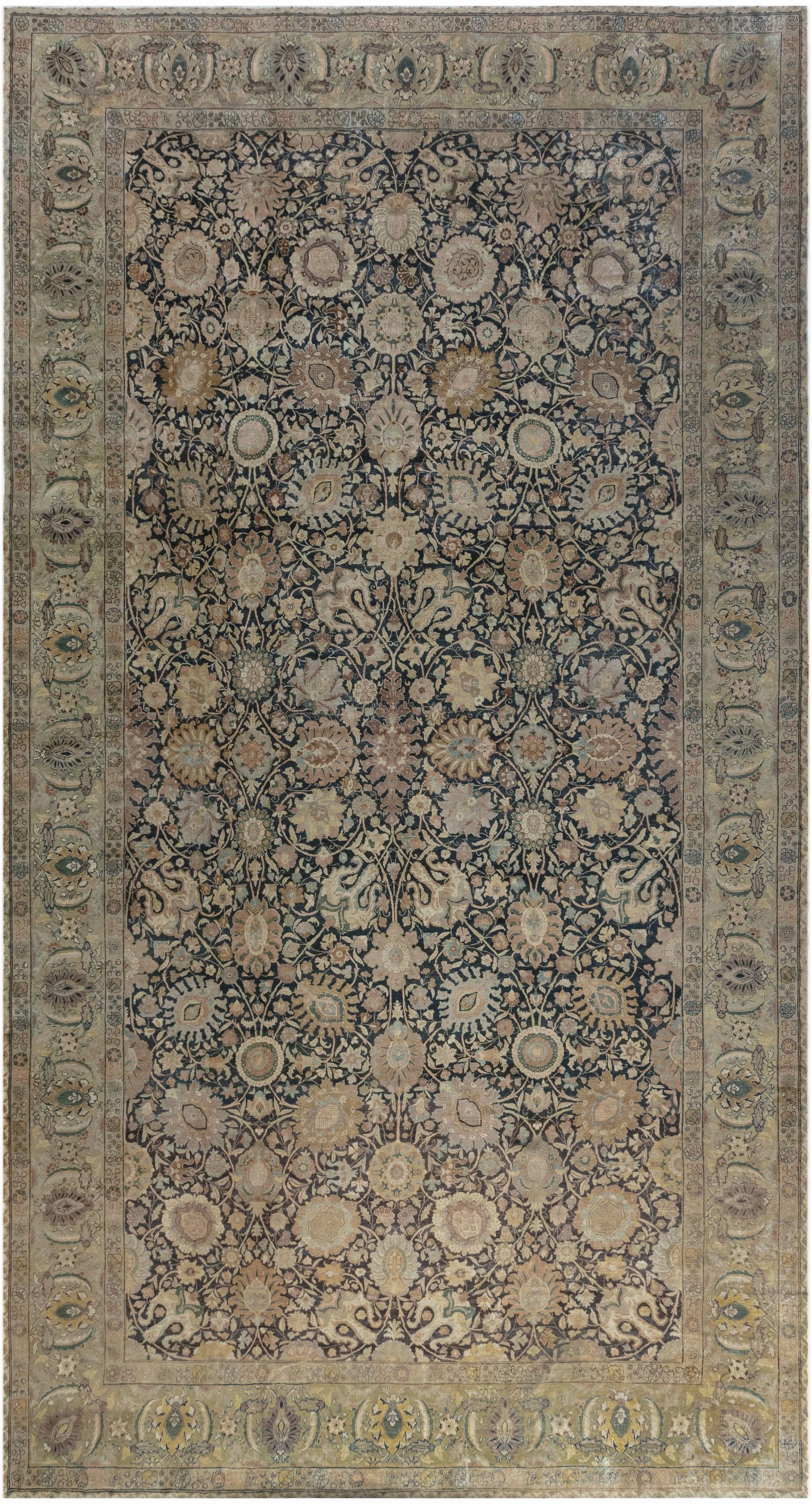 One-of-a-kind Persian Tabriz Handwoven Wool Carpet BB7143