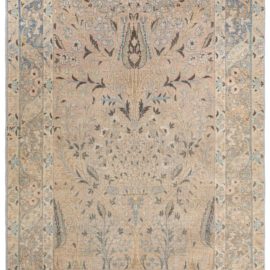 Timeless Tabriz Persian Antique Allover Floral Soft Beige Hand-Knotted Wool Rug – Circa 1920 BB6108