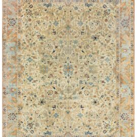 Antique Tabriz Persian Allover Soft Beige Hand-Knotted Wool Rug – Circa 1900 BB5527