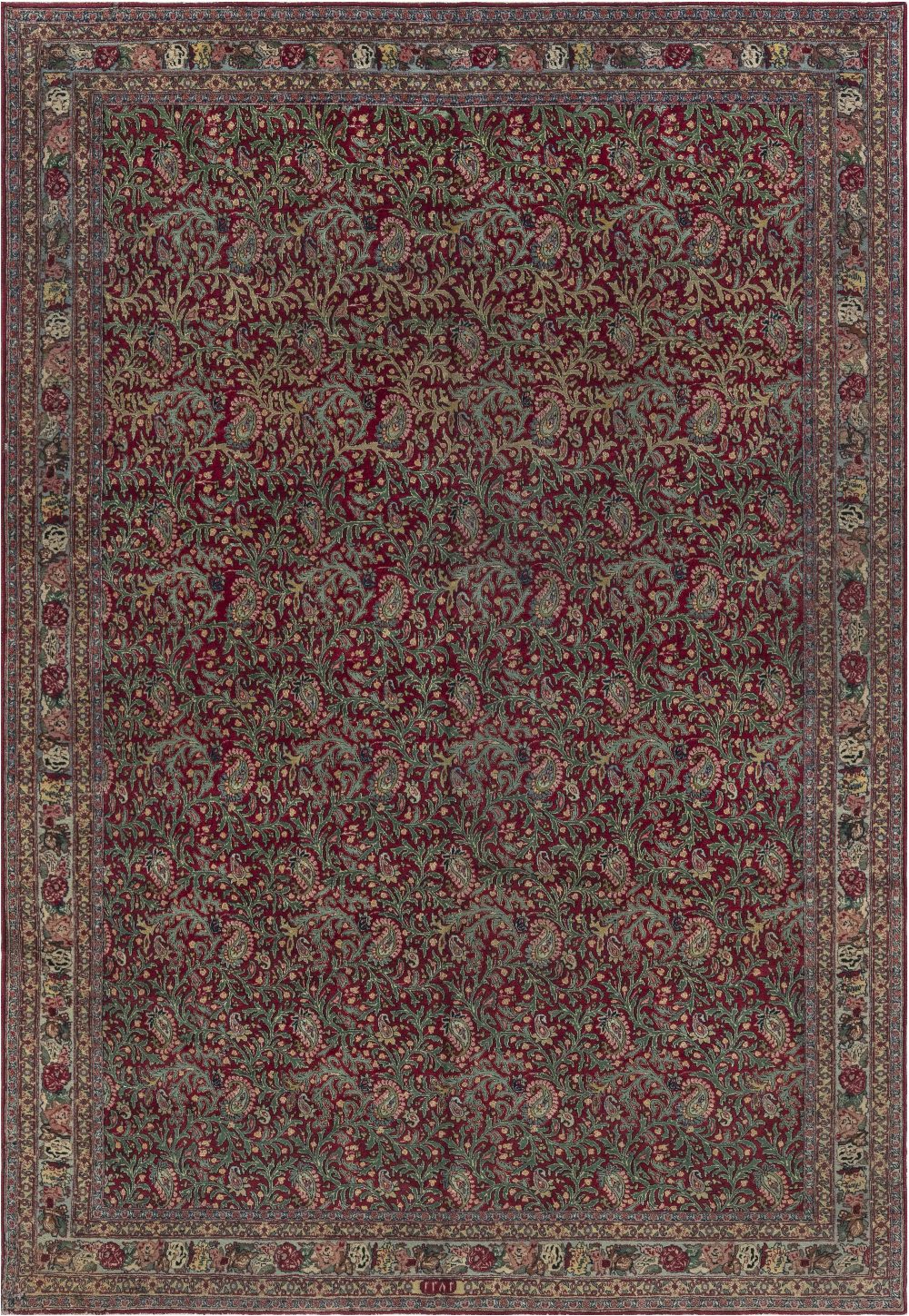 Early 20th Century Persian Tabriz Red Handmade Wool Carpet BB7155