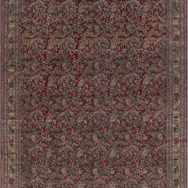 Antique Tabriz Persian Allover Floral Golden Tan Hand-Knotted Wool Rug – Circa 1920 BB7155
