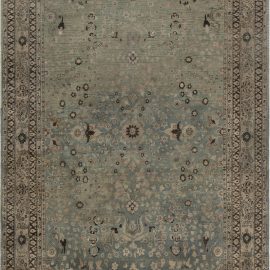 Antique Tabriz Persian Floral Allover Sage Hand-Knotted Wool Carpet – Circa 1880 BB7151