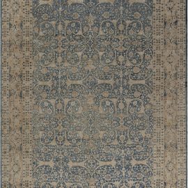 Antique Tabriz Persian Allover Floral Dusty Blue Hand-Knotted Wool Rug – Circa 1900 BB7568