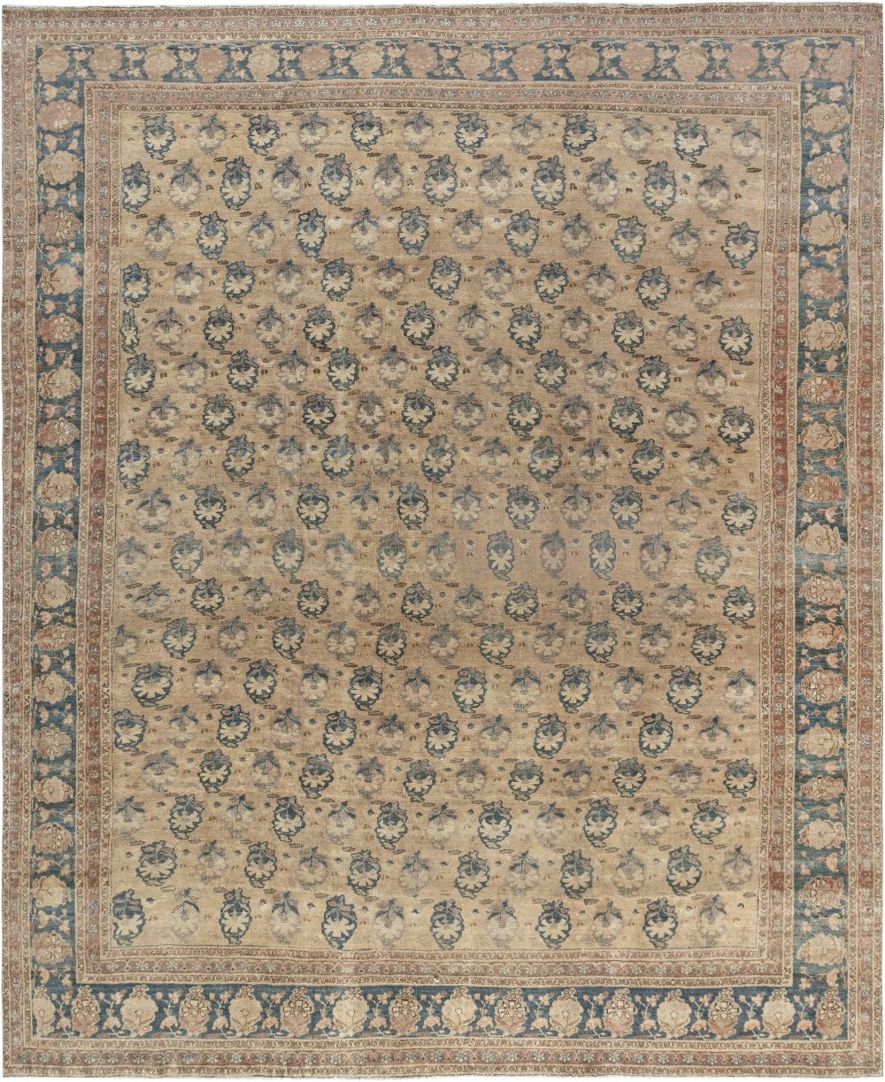 Authentic Early 20th Century Persian Tabriz Botanic Handmade Wool Rug BB5937