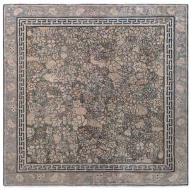 Vintage Chinese Floral Cream Beige Hand-Knotted Wool Rug Peking BB2845