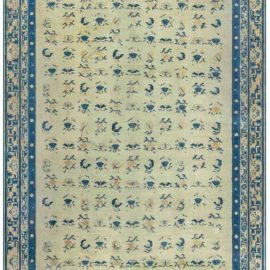 Vintage Chinese Abstract Light Beige Hand-Knotted Wool Carpet BB3574