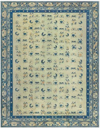 Antique Tabriz Persian Floral Allover Light Beige Hand-Knotted Wool Rug – Circa 1900 BB3325