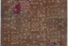 Vintage Chinese Art Deco Brown, Red, Green, Purple, Blue Handmade Wool Rug BB3350