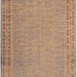 Vintage Samarkand Floral Classic Taupe With Warm Tan Hand-Knotted Wool Rug Pomegranate Design BB3966
