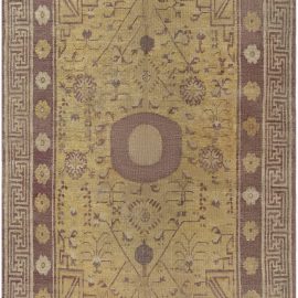Vintage Samarkand Floral Pale Sand Hand-Knotted Wool Rug BB7096