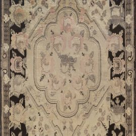 Vintage Samarkand Floral Classic Taupe Hand-Knotted Wool Rug BB7085